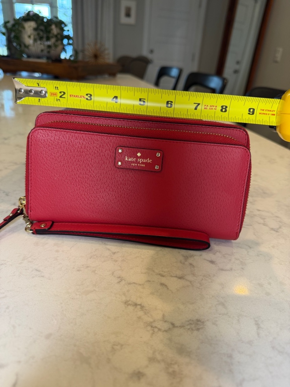 kate spade Red Pebbled Leather Zip-Around Wristlet - Picture 9 of 10